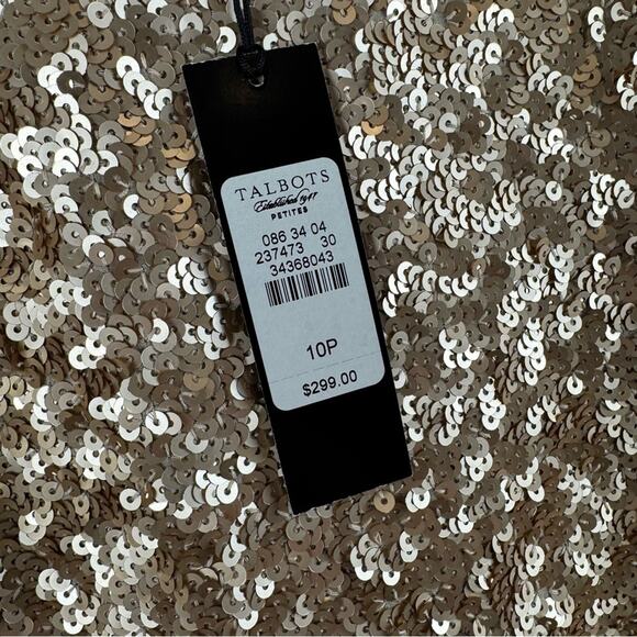Talbots Women’s Silk Sequin Sleeveless Dress in Gold ~ 10P ~ - Picture 5 of 14